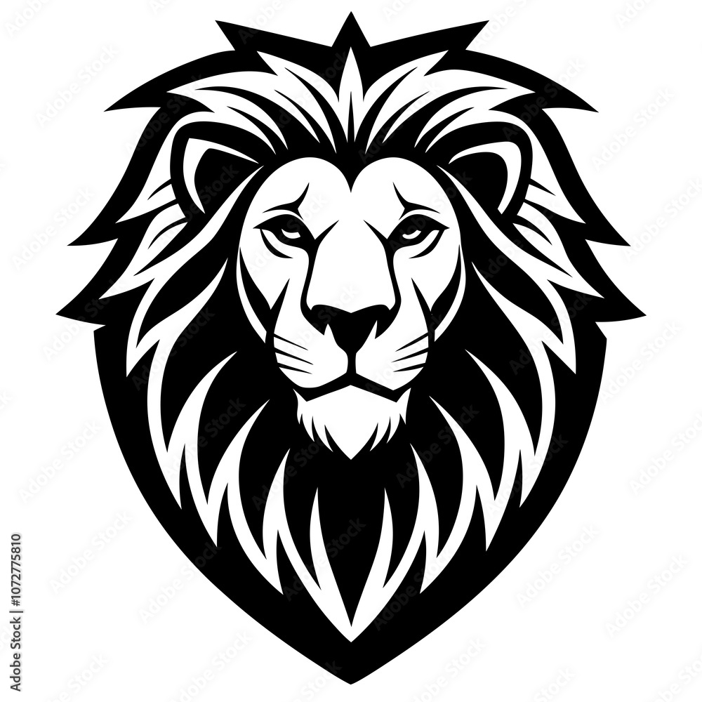 Obraz premium lion head logo vector silhouette and illustration