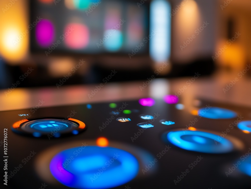Close-up of a modern control panel interface. Close-up of a modern control panel interface.