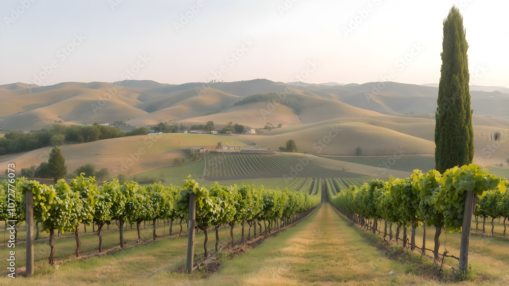 Fototapeta premium vineyard in region country with beautiful seen in the mountains 