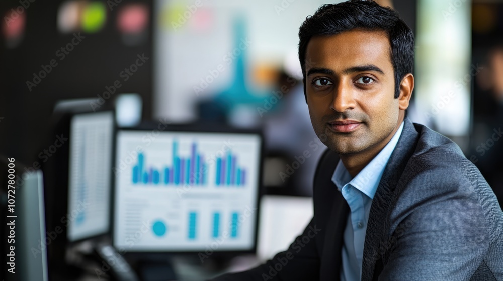 Hyperrealistic photo of: An Indian executive analyzing CRM reports for key business metrics. Styled like a high-end magazine, the 32k resolution image is professionally color-graded to highlight the Hyperrealistic photo of: An Indian executive analyzing CRM reports for key business metrics. Styled like a high-end magazine, the 32k resolution image is professionally color-graded to highlight the