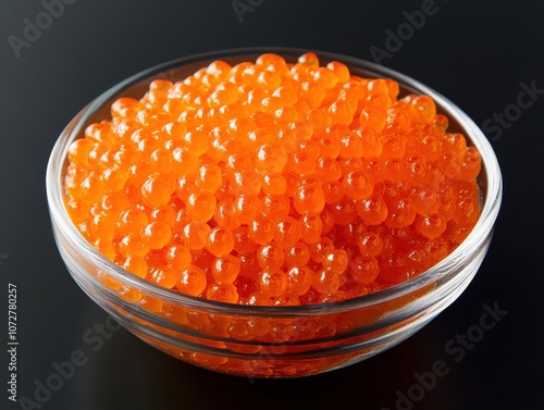 Glistening Salmon Roe in Glass Bowl