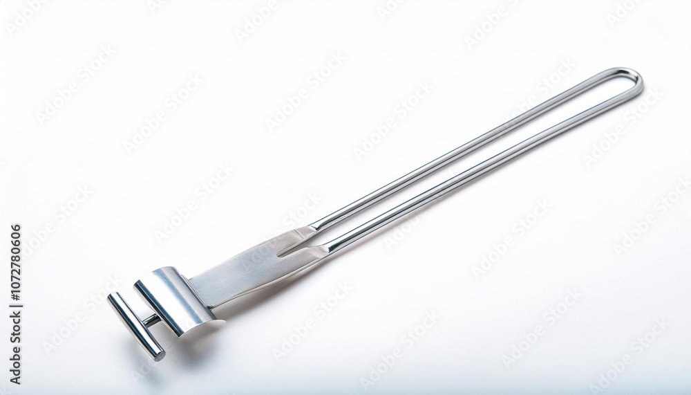 Tuning Fork on White Background Isolated. Full Shot of Medical Devices. Tuning Fork on White Background Isolated. Full Shot of Medical Devices.