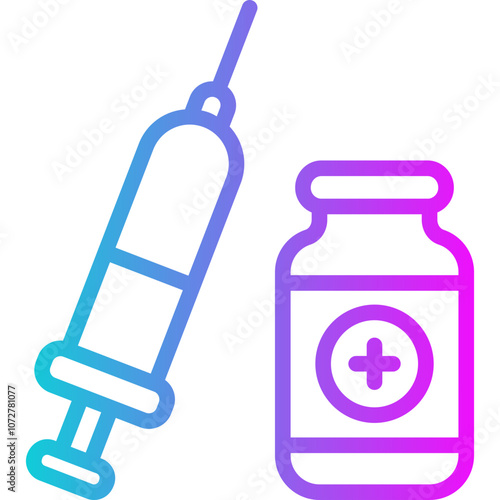 Syringe And Vaccine Gradient Icon Design Vector