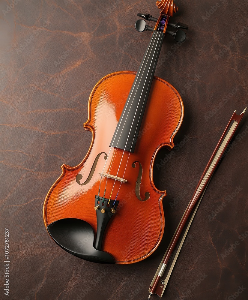 Fototapeta premium Elegant Vintage Violin Resting on Soft Surface