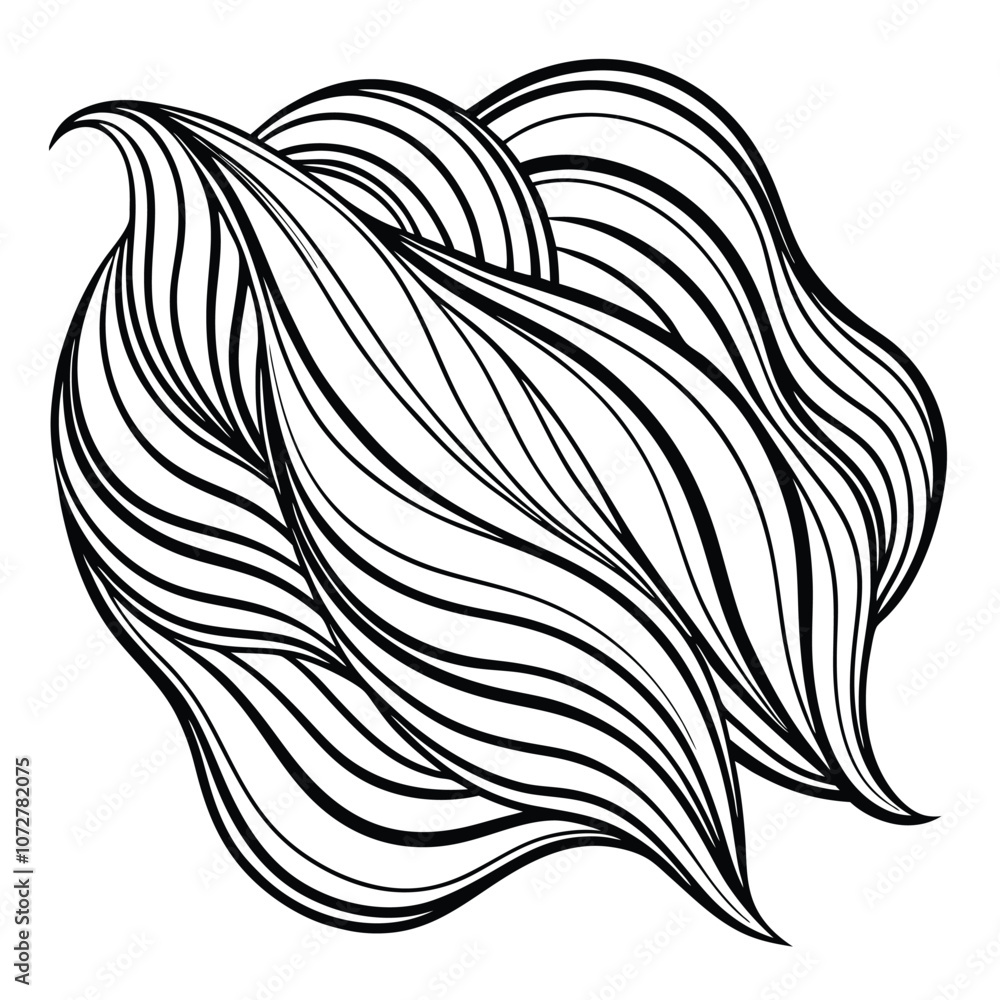 Obraz premium Abstract Waves Shape Black and White Line Art Vector