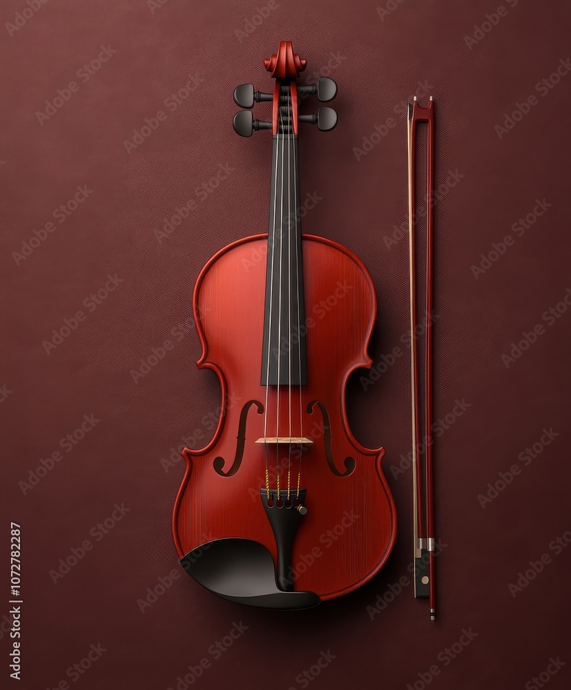 Fototapeta premium Polished Wooden Violin on a Rich Background