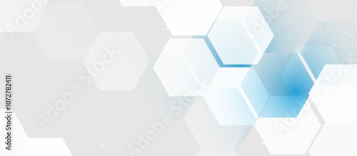 Abstract Light Hexagonal Background with Blue Accents