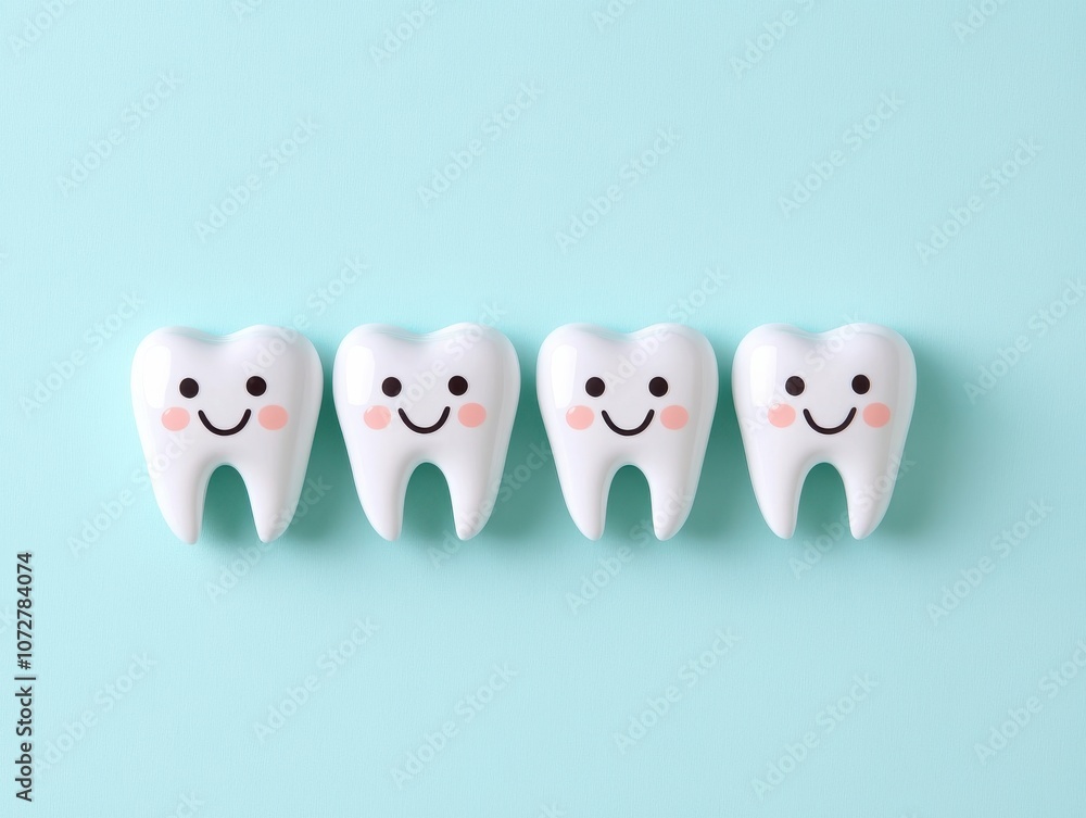 Obraz premium Cute Smiling Teeth Characters