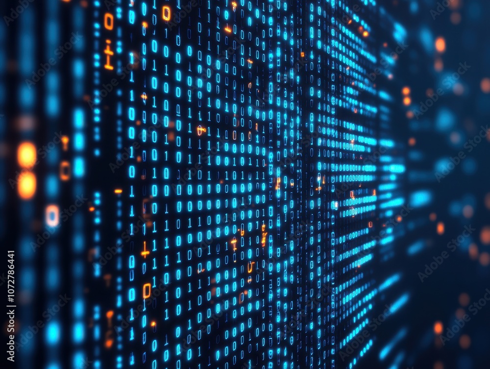 Luminous Binary Code Floating in Space Luminous Binary Code Floating in Space