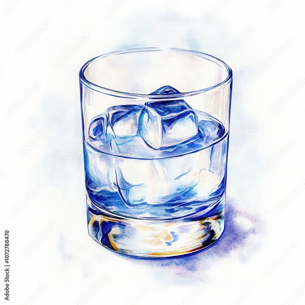 Refreshing drink with ice cubes in glass. Refreshing drink with ice cubes in glass.