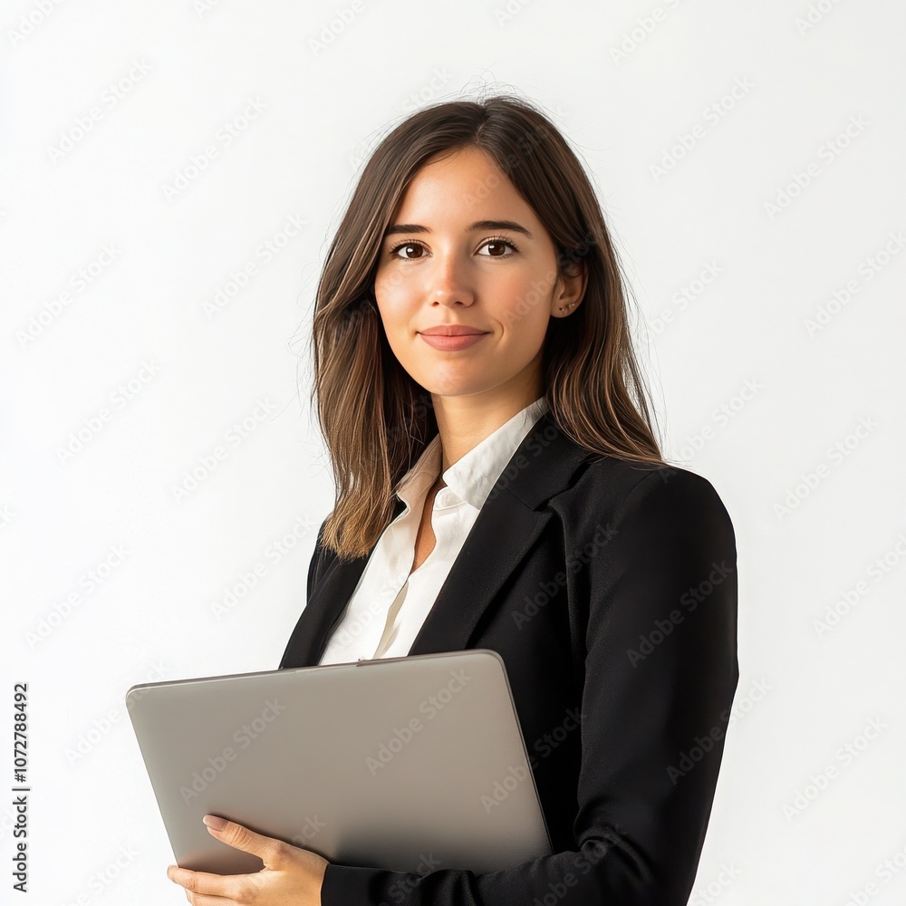 Professional woman with tablet in office setting. Professional woman with tablet in office setting.