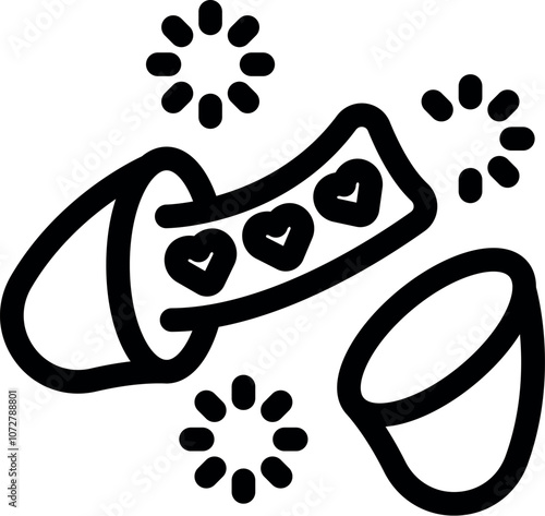 Checked hearts are dispensed from a capsule on a conveyor belt with loading effects