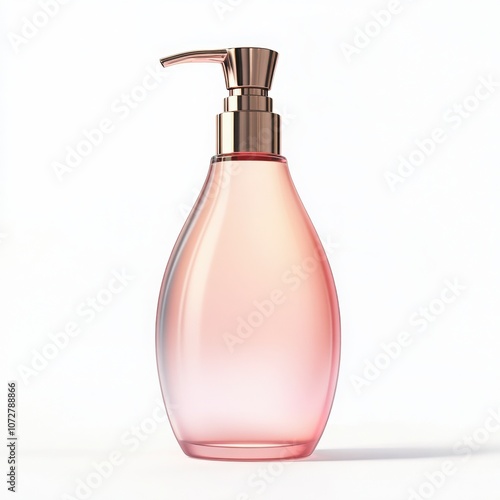 Elegant pink dispenser for beauty products.