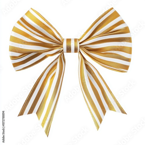 Elegant golden striped bow for decorations.