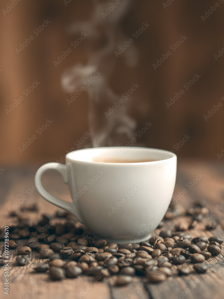 Cozy Morning Brew on Rustic Wooden Surfac Cozy Morning Brew on Rustic Wooden Surfac