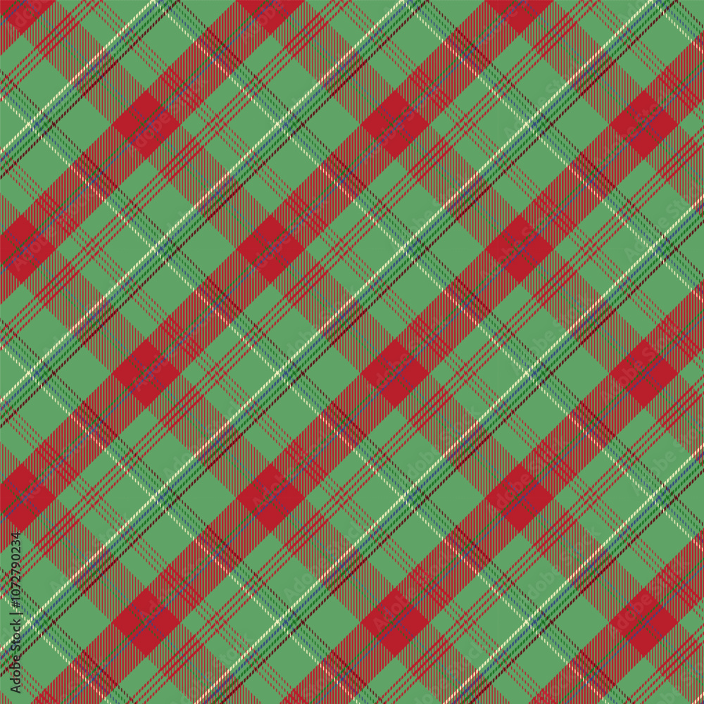 Plaid with twill weave repeat pattern in green and red.Checkered tartan gingham seamless pattern for Christmas.Geometric graphic vector illustration background design for fabric and prints. Plaid with twill weave repeat pattern in green and red.Checkered tartan gingham seamless pattern for Christmas.Geometric graphic vector illustration background design for fabric and prints.