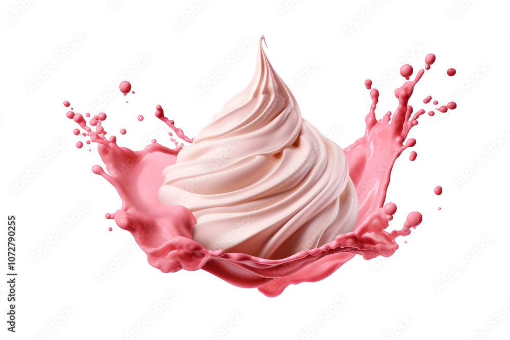 Isolated Pink Whipped Cream on White Background for Sweet Dessert Presentation Isolated Pink Whipped Cream on White Background for Sweet Dessert Presentation