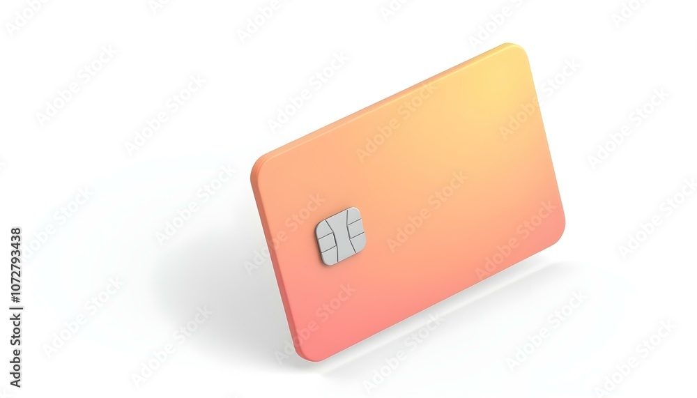 Orange credit card isolated on white background Orange credit card isolated on white background