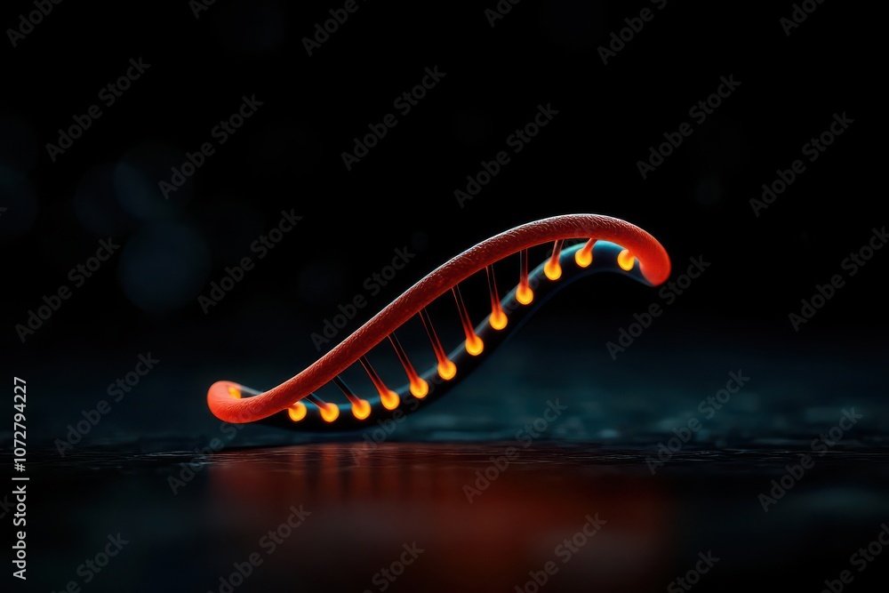 Artistic visualization of a DNA strand with genetic markers for inherited disease risks, DNA strand with genetic risk markers, Scientific and informative Artistic visualization of a DNA strand with genetic markers for inherited disease risks, DNA strand with genetic risk markers, Scientific and informative