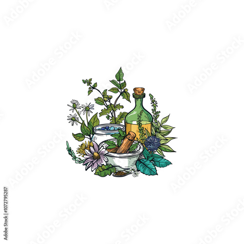 herbal concoction logo design vector vintage