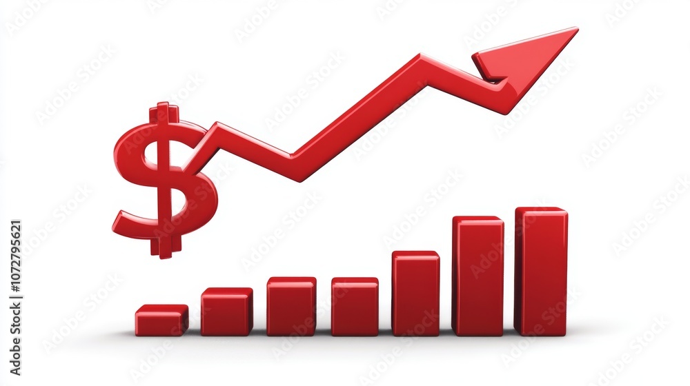 Business Growth Graph Money symbol rising on a business graph Business Growth Graph Money symbol rising on a business graph