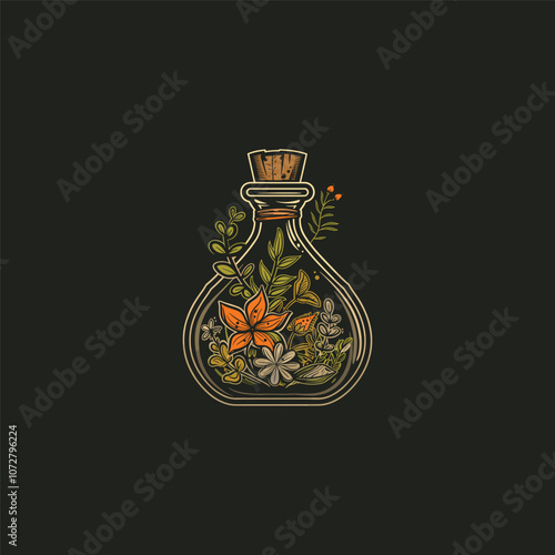 herbal concoction logo design vector vintage