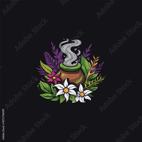 herbal concoction logo design vector vintage