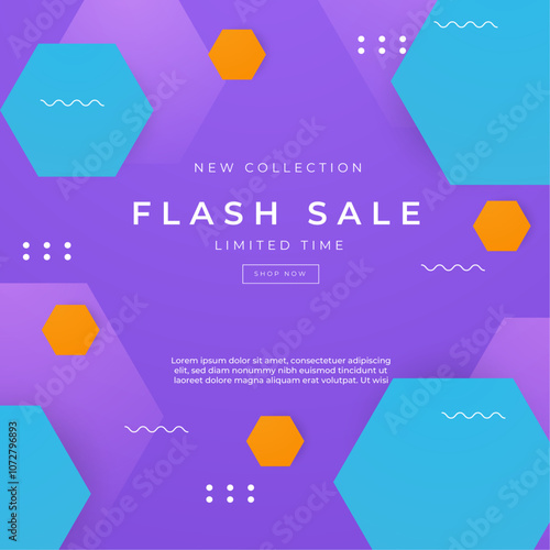 Vibrant Mega Sale Promotion With 30 Percent Discount. Perfect for advertising campaigns, online promotions, and attracting customers with its colorful geometric background.