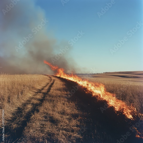 burning of grasslands to clear land photo