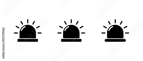 Emergency siren icon set collection in generic style. Ambulance, police light sign symbol