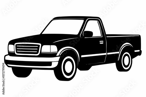 Pickup silhouette, pickup graphic vector illustration, pickup truck black icon isolated on white background