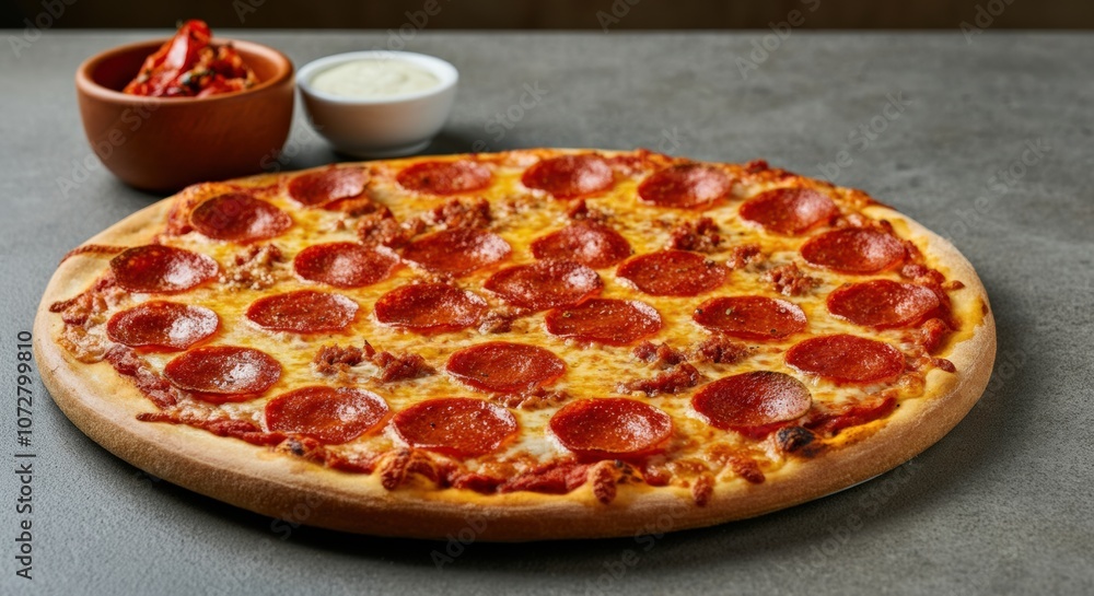 Pepperoni Pizza with a Side of Roasted Peppers and Ranch Dressing Pepperoni Pizza with a Side of Roasted Peppers and Ranch Dressing