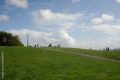 A Day in the Park: Warm Sunshine and Green Surroundings