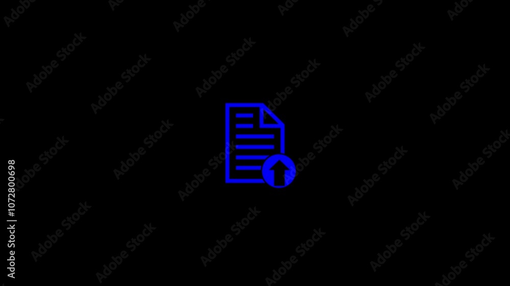 Document file upload or transfer process with arrow icon animation. Simple up load file animation. Document file upload or transfer process with arrow icon animation. Simple up load file animation.