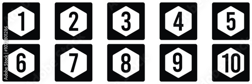 Set of 1 to 9 numbers simple design isolated. Typography set of rounds 1 to 9 Numbers. Numeral typographic line and flat icons set. Bullet point number icon collection. eps 10.