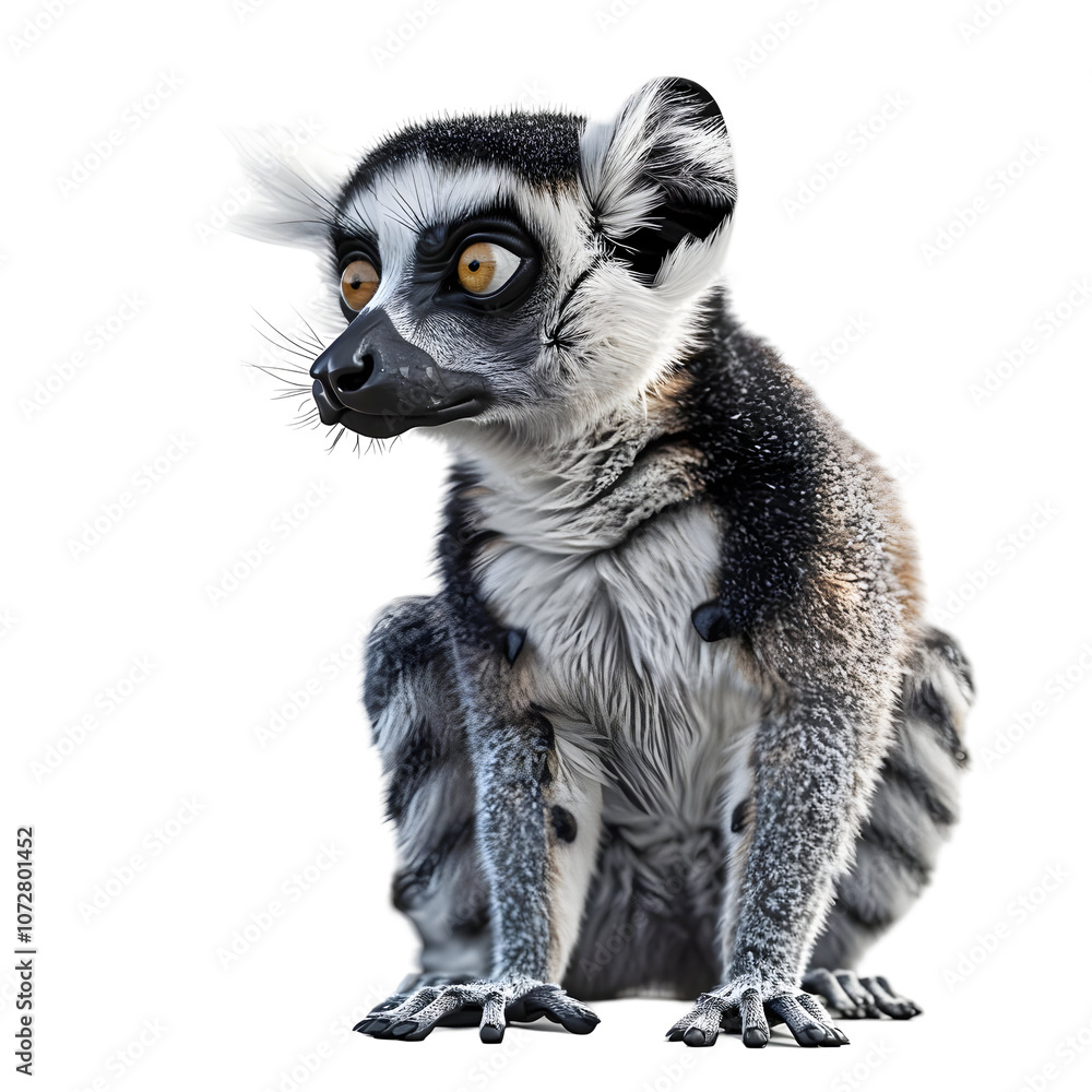 Fototapeta premium 3D Lemur Character Isolated on Clear Background