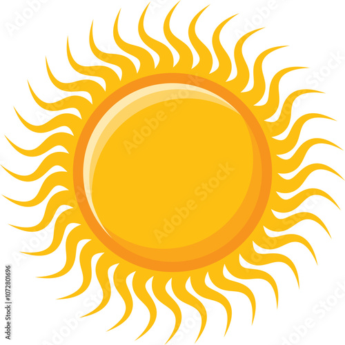 Yellow sun illustration. Sunshine vector icon. Sun flat icon isolated on transparent background