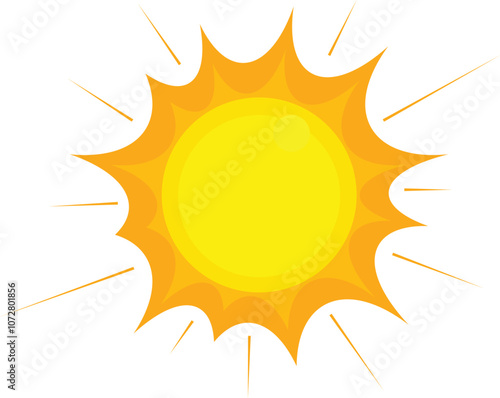 Sun shine flat icon. Sun ray vector illustration. Sunshine vector sign. Sunset icon