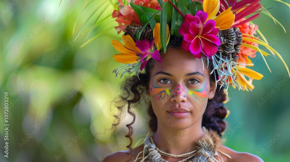Tahitian Headdress Crafting with Vibrant Flowers Tahitian Headdress Crafting with Vibrant Flowers