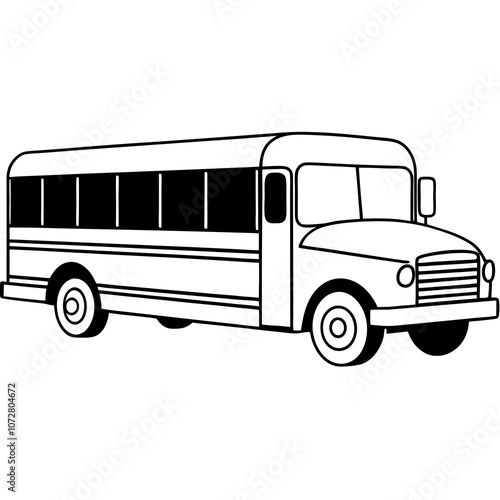 school bus line art vector illustration