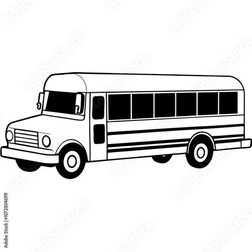 school bus line art vector illustration