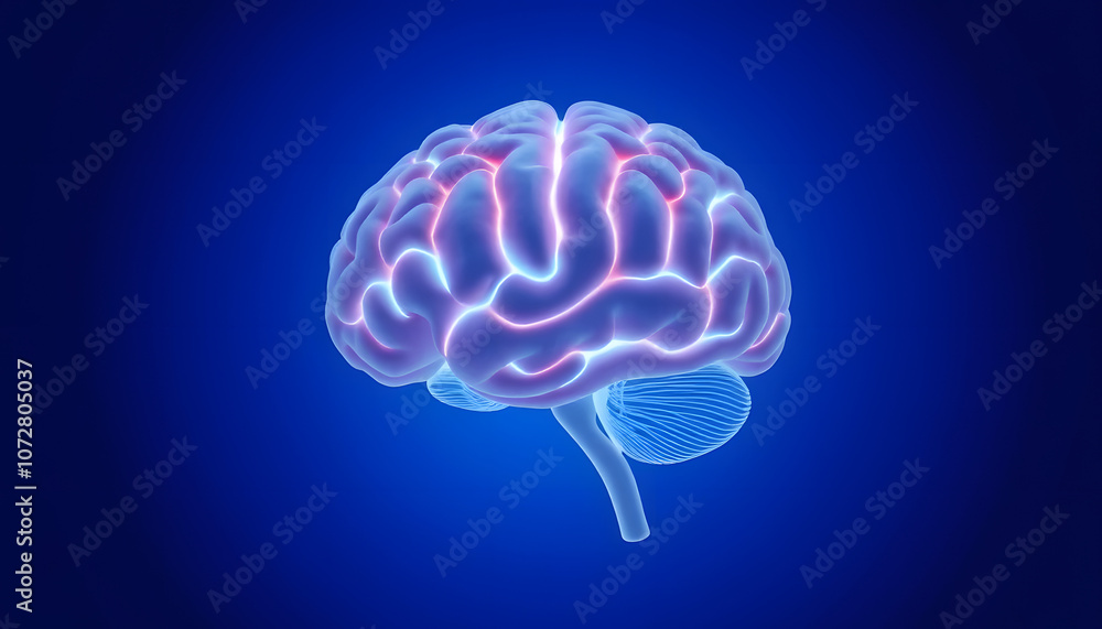 Human brain on a blue background isolated with white highlights, png Human brain on a blue background isolated with white highlights, png