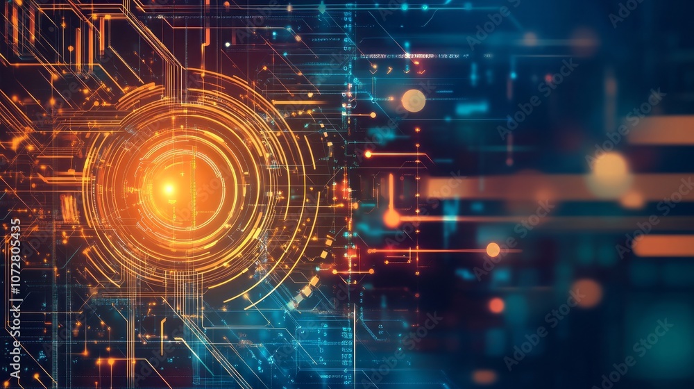 Obraz premium Digital background for tech, AI, data, audio, graphics