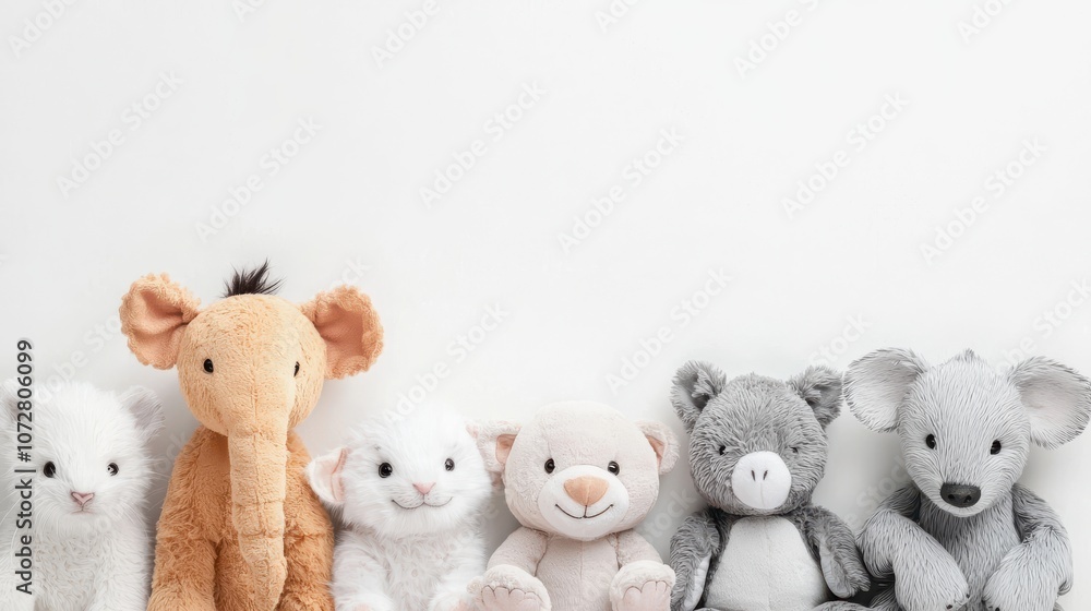 Soft pastel baby animals with friendly expressions on a clean white background creating a cute and cozy vibe ideal for kids themes with ample space for text Soft pastel baby animals with friendly expressions on a clean white background creating a cute and cozy vibe ideal for kids themes with ample space for text