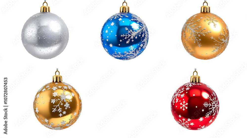 Festive Christmas Ornaments Sparkle with Holiday Cheer isolated on transparent white background, png Festive Christmas Ornaments Sparkle with Holiday Cheer isolated on transparent white background, png