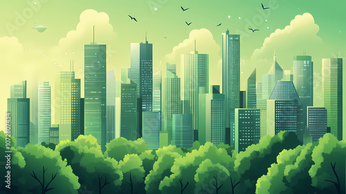 Futuristic utopia megacity concept. green eco friendly metropolis illustration. generative ai. Utopia. Illustration photo