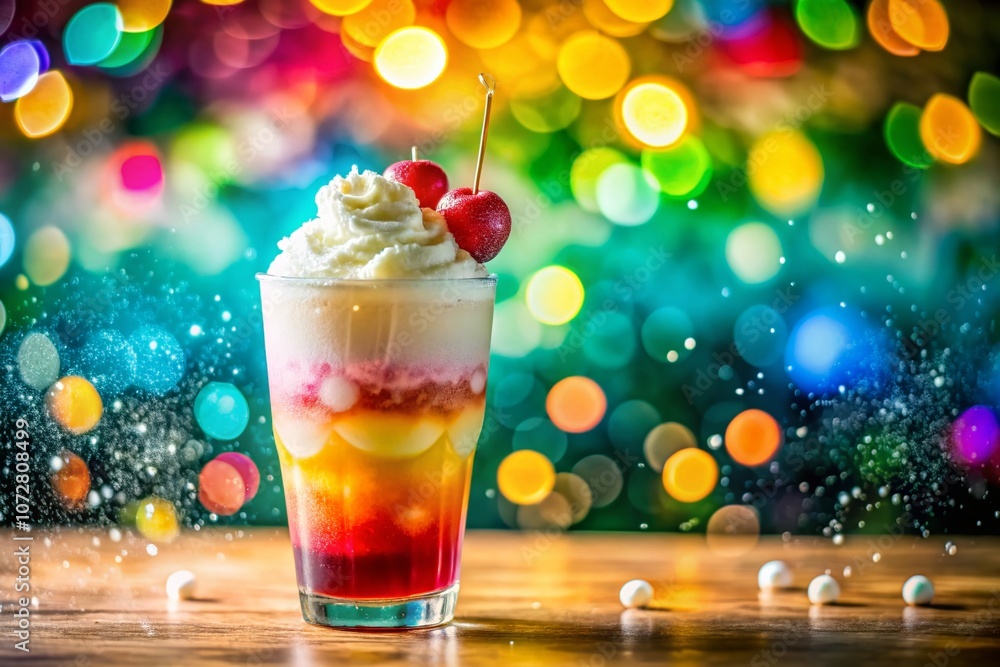 Refreshing Iced Cream Soda with Vibrant Colors and Bright Bubbles, Ideal for Evoking the Joy of Summer Treats and Celebratory Moments in Eye-Catching Presentation Refreshing Iced Cream Soda with Vibrant Colors and Bright Bubbles, Ideal for Evoking the Joy of Summer Treats and Celebratory Moments in Eye-Catching Presentation