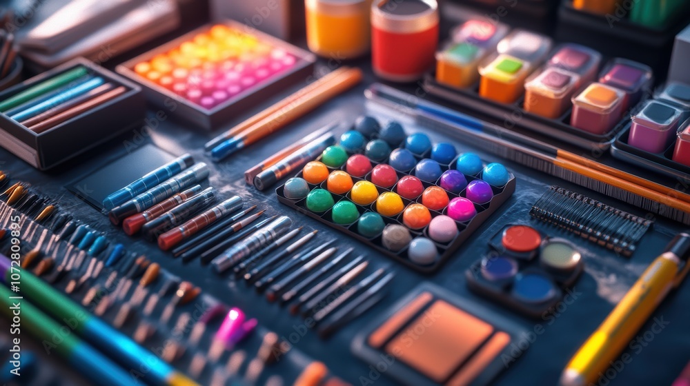 a collection of school supplies, also cables, art supplies, stylistic, minimalistic. vibrant colors, white background, a collection of school supplies, also cables, art supplies, stylistic, minimalistic. vibrant colors, white background,