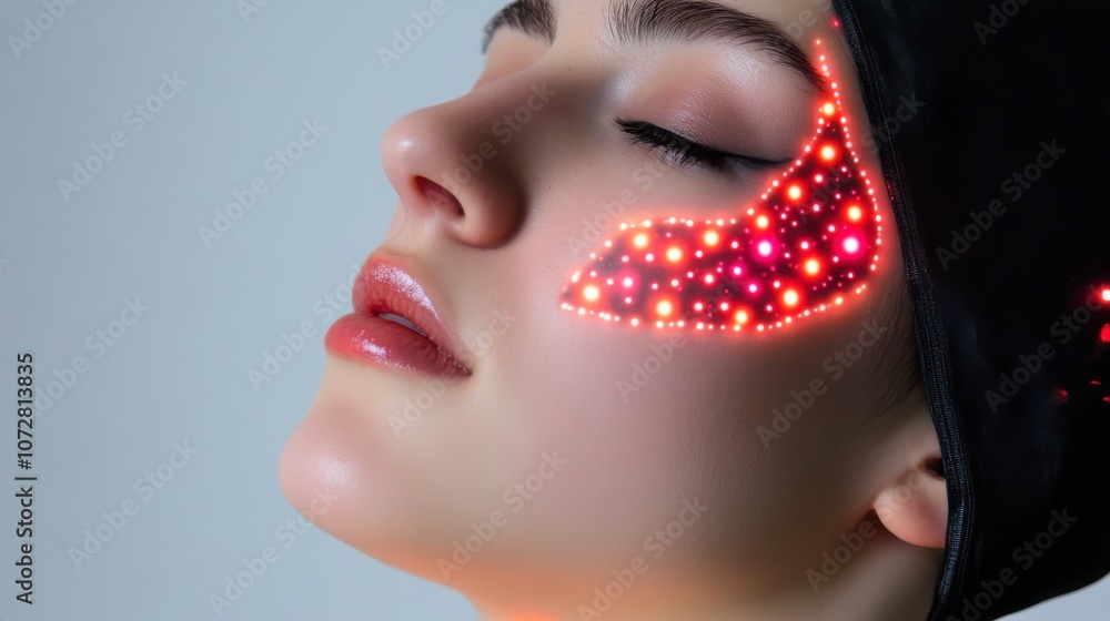 Obraz premium Minimalist Human with LED Patterns in Soft Lighting