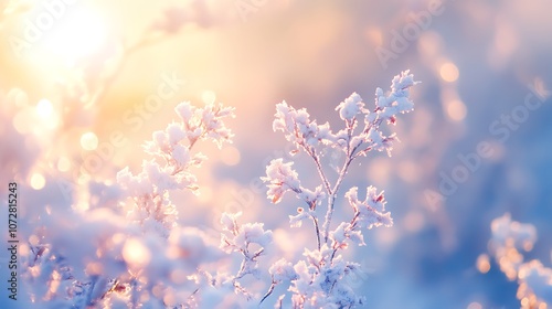 Frost-Covered Branches Glowing in the Winter Sun